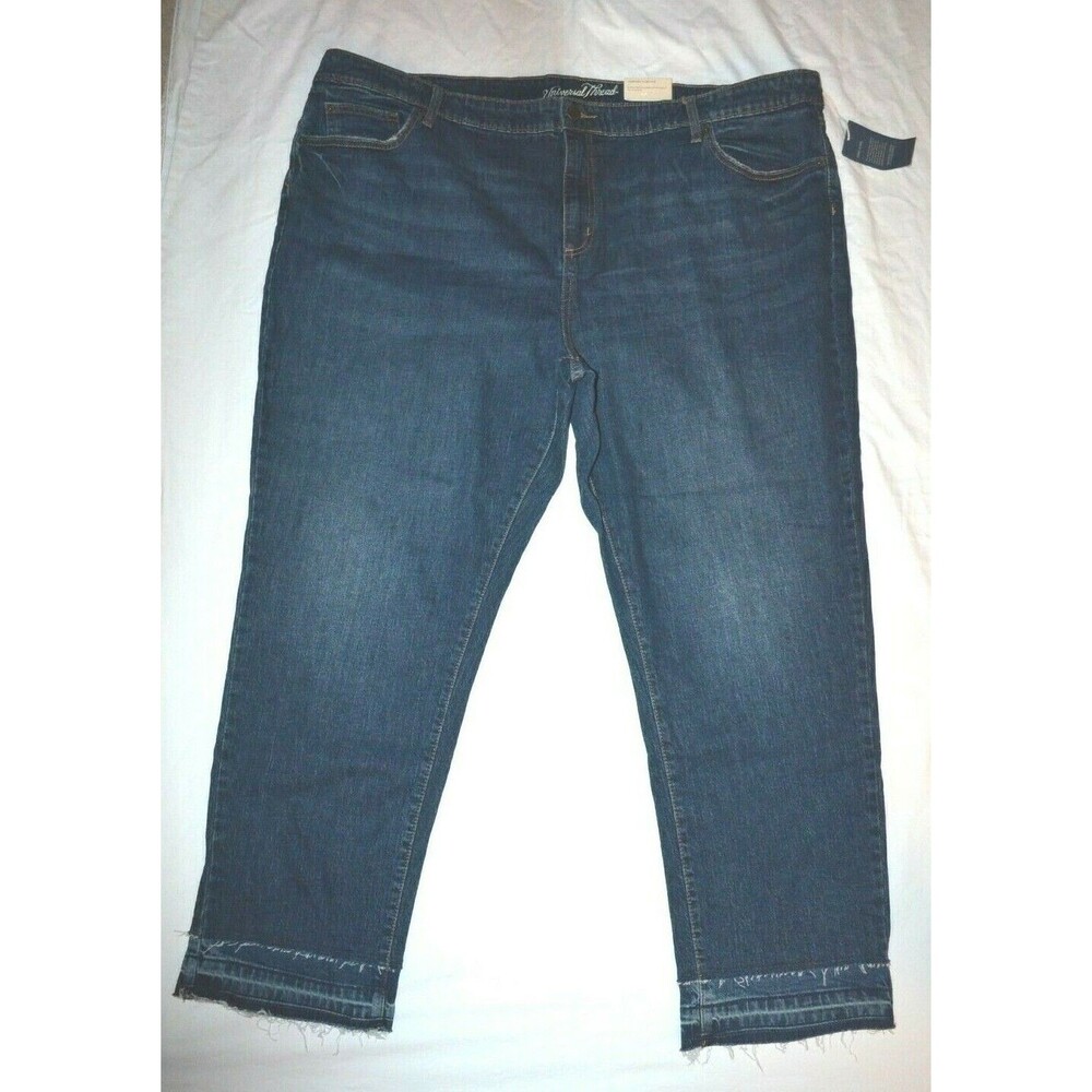 Universal Thread Boyfriend Jeans 24W Comfort Stretch Raw Hem Tapered Leg NEW